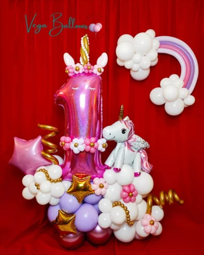 Unicorn Centerpiece with Foil Number