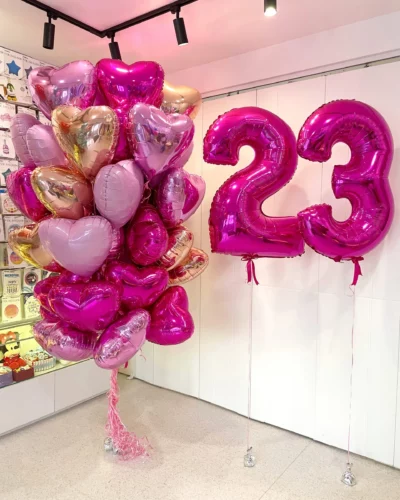 Foil Helium Balloon hearts with Helium Numbers