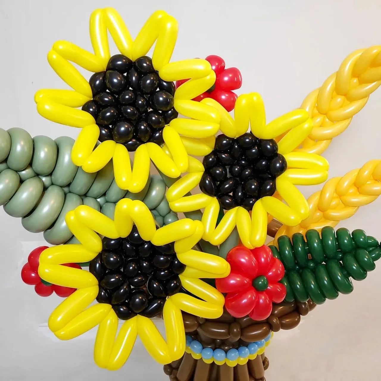 Basket with Crafted Sunflowers