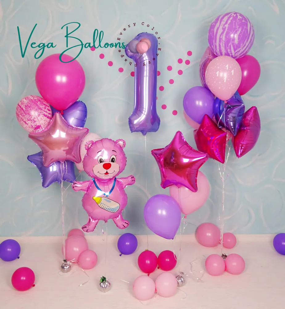 pink helium ballons set