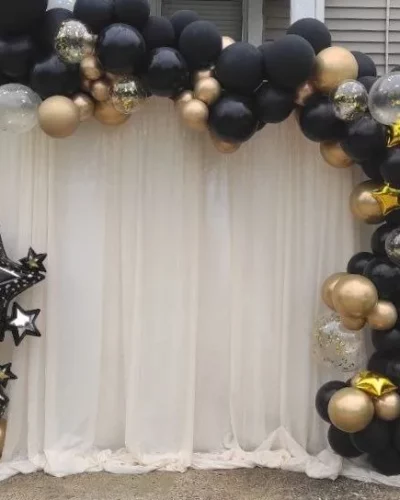 Black and Gold Arch with Backdrop