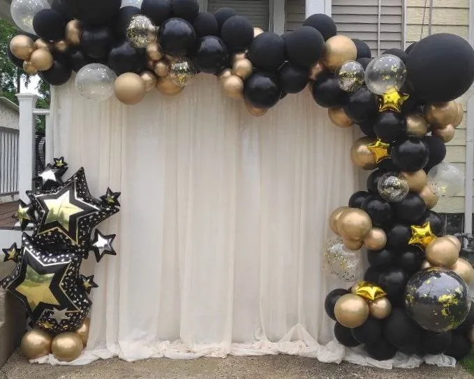 Black and Gold Organic Arch with Backdrop