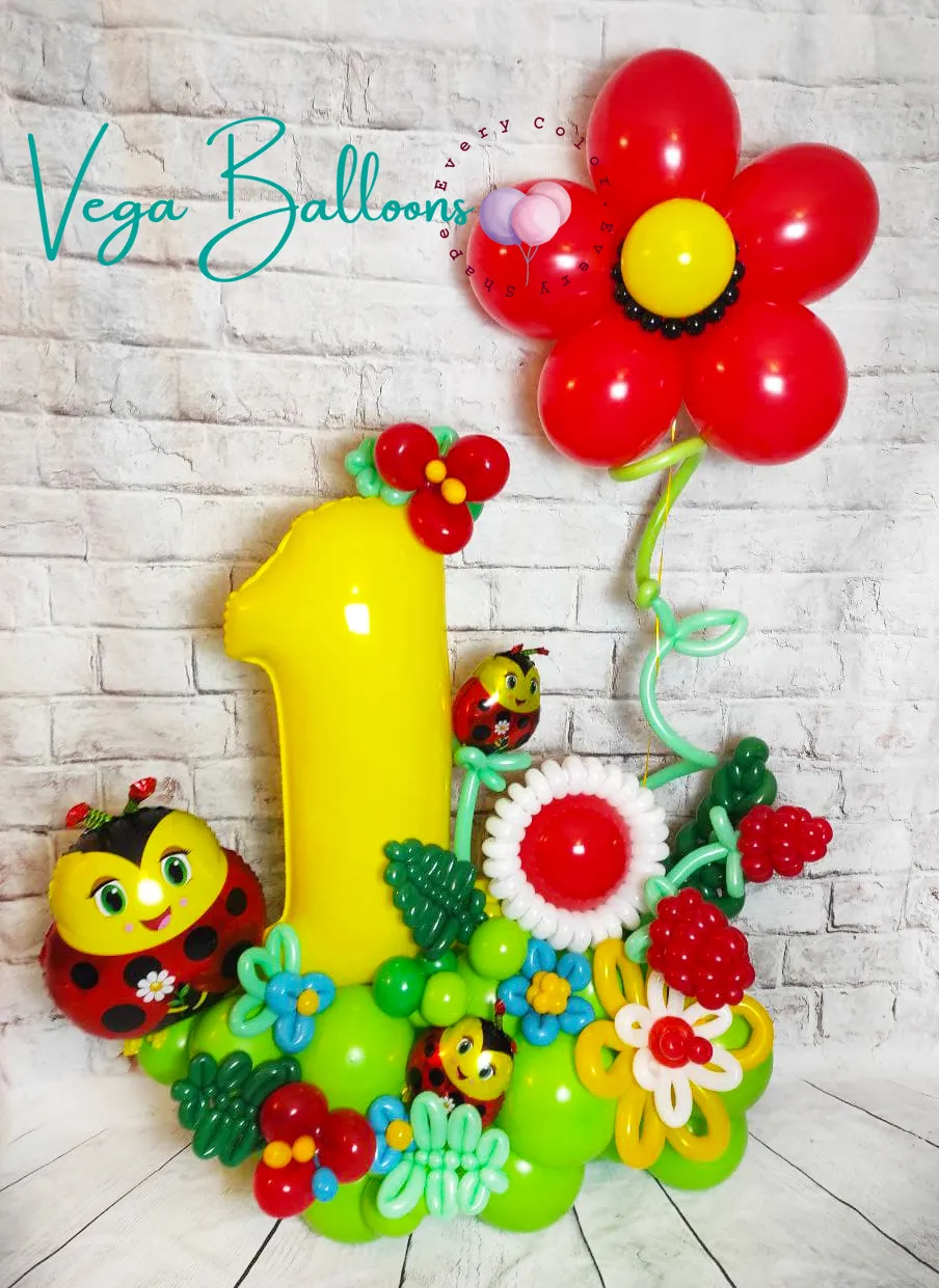 ladybug kids birthday balloon centerpiece