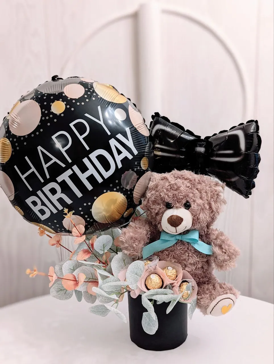 Birthday Bear Hug with Balloon and Treats